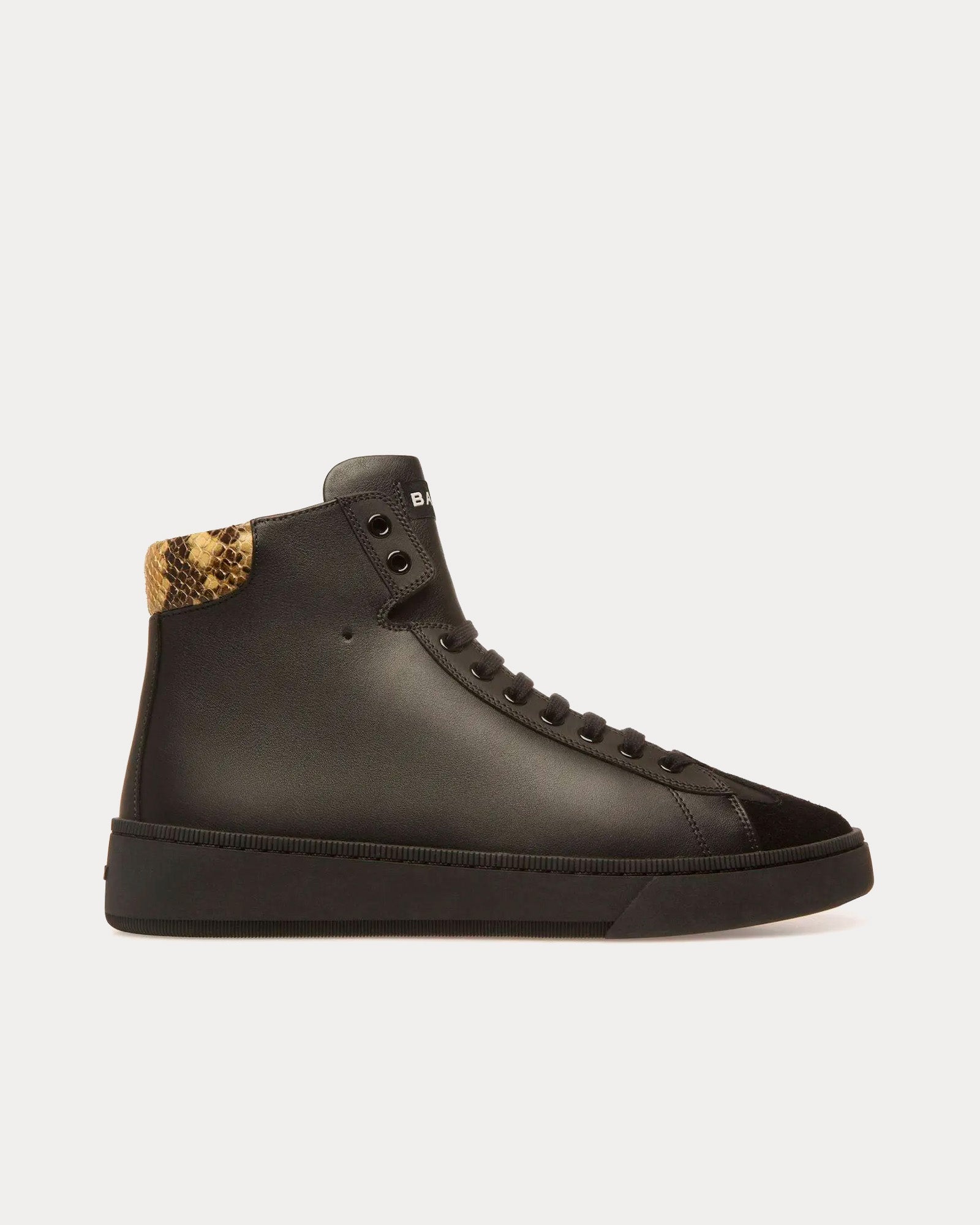 Bally Raise Leather Python Print Black High Top Sneakers - 1