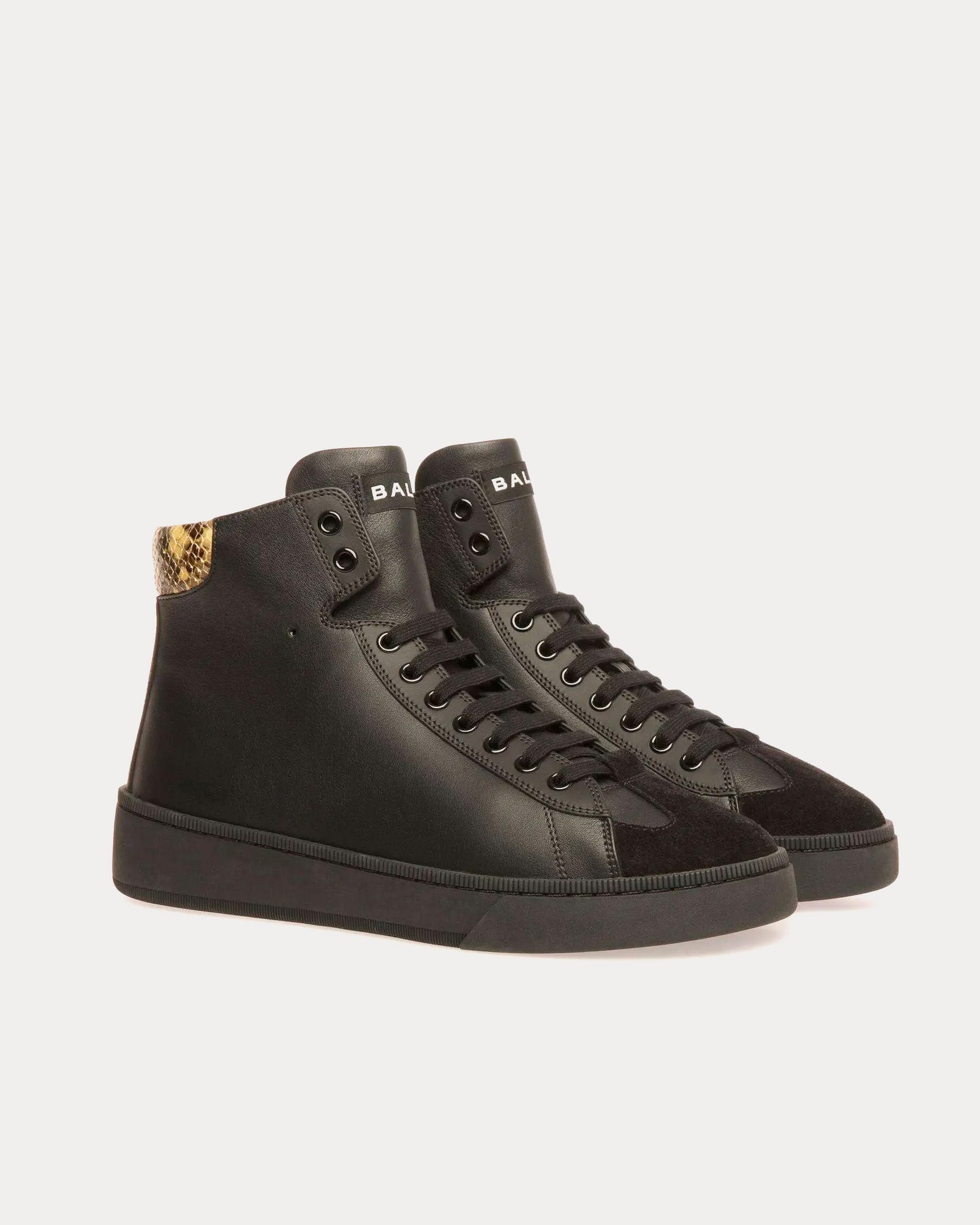 Bally Raise Leather Python Print Black High Top Sneakers - 2