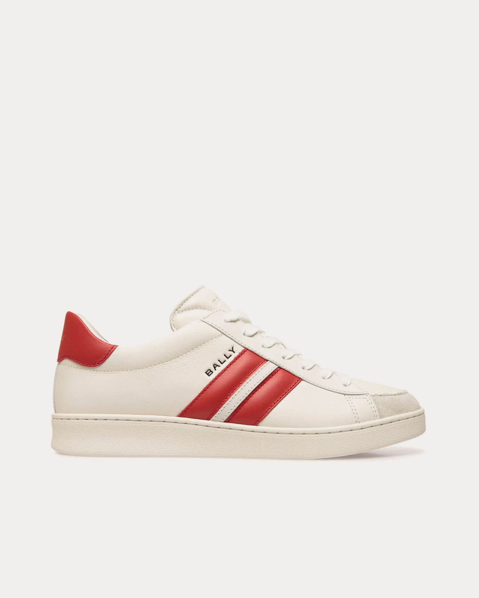 Bally Tennis Leather White / Candy Red Low Top Sneakers - 1