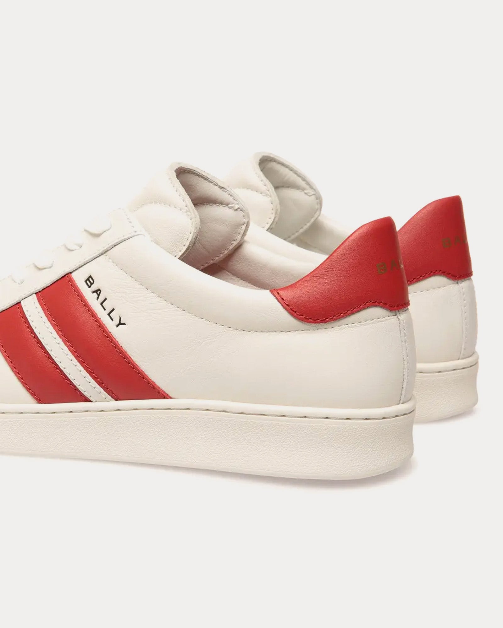 Bally Tennis Leather White / Candy Red Low Top Sneakers - 2