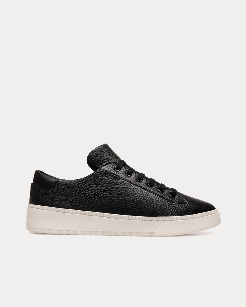 Bally Raise Grained Leather Black Low Top Sneakers - 1