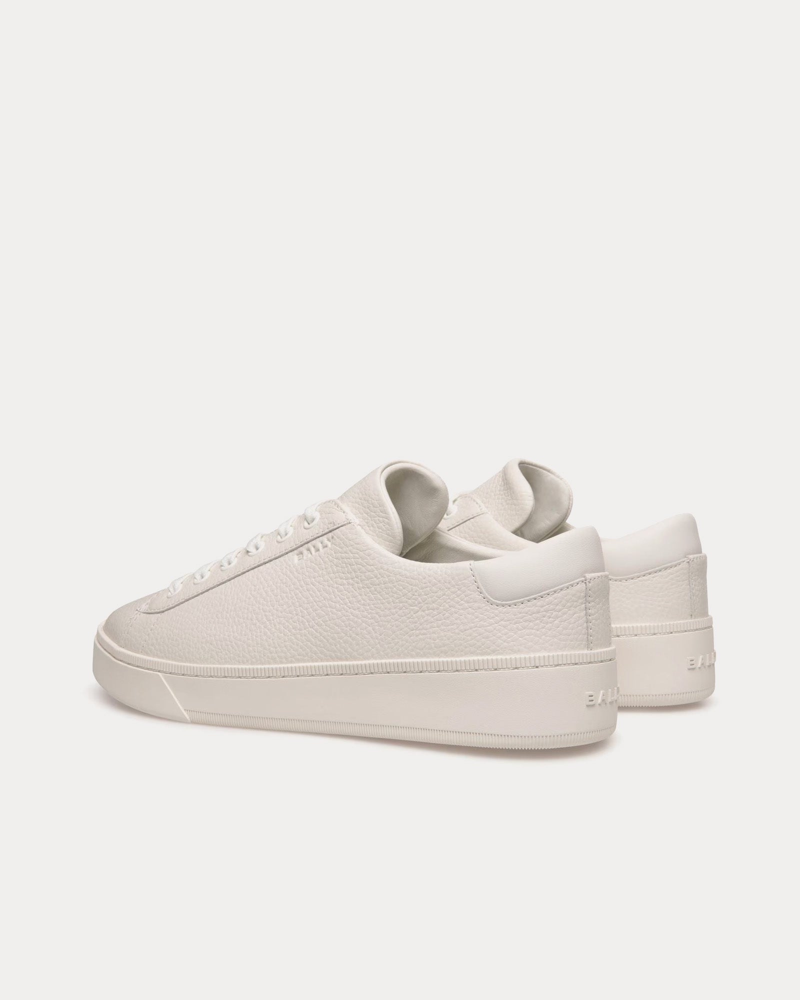 Bally Raise Grained Leather White Low Top Sneakers - 3