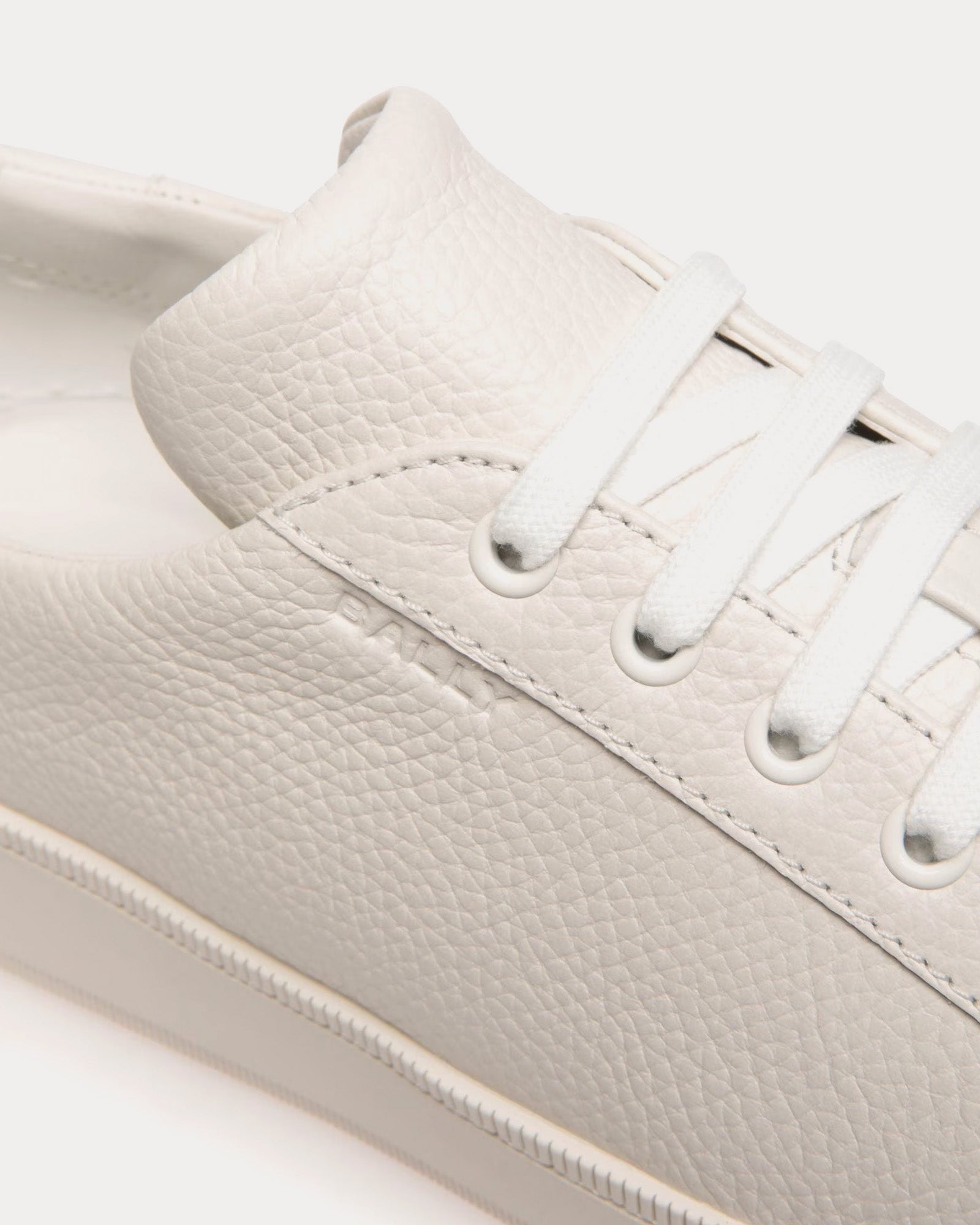 Bally Raise Grained Leather White Low Top Sneakers - 4