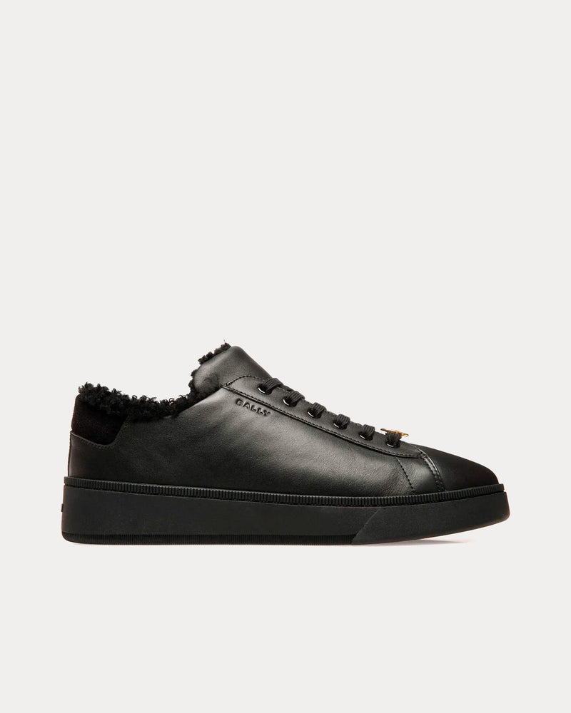 Bally Raise Leather & Shearling Black Low Top Sneakers - 1