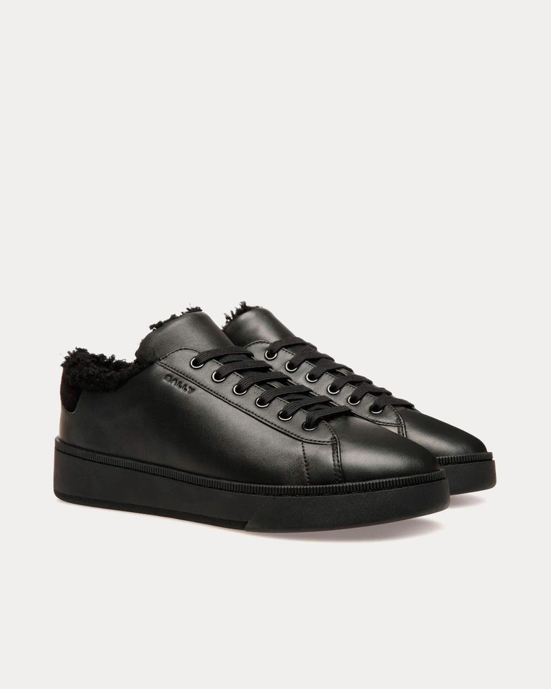 Bally Raise Leather & Shearling Black Low Top Sneakers - 2