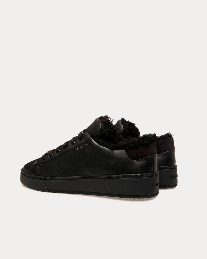 Bally Raise Leather & Shearling Black Low Top Sneakers - 3