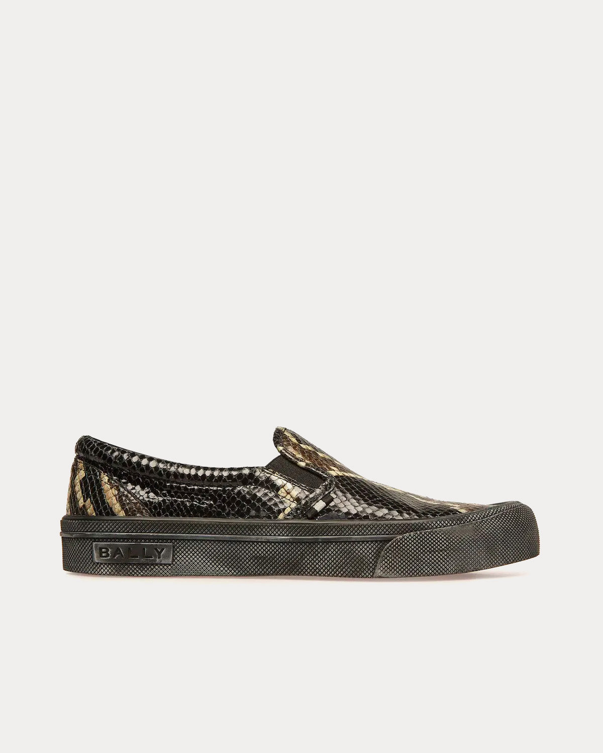 Bally Santa Ana Python Print Black Slip On Sneakers - 1