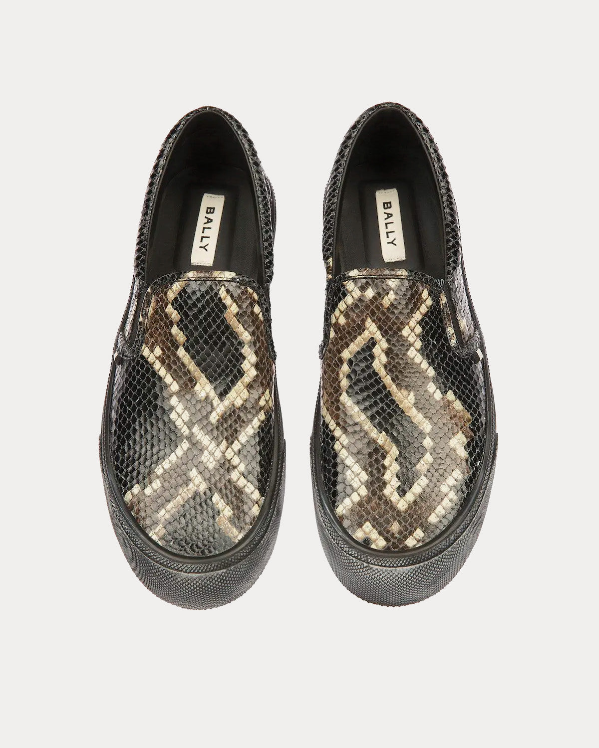 Bally Santa Ana Python Print Black Slip On Sneakers - 2