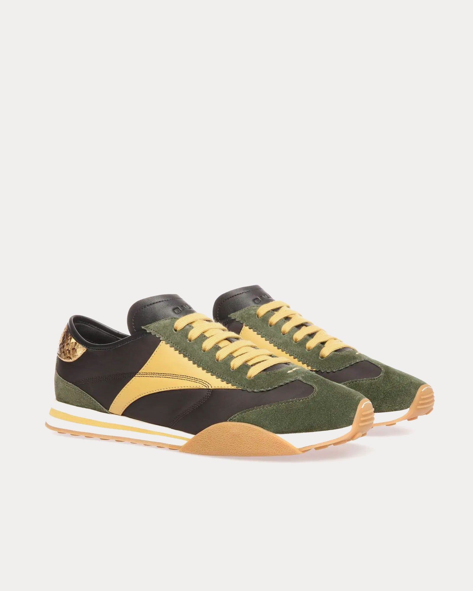 Bally Sussex Leather & Fabric Green / Black Low Top Sneakers - 2