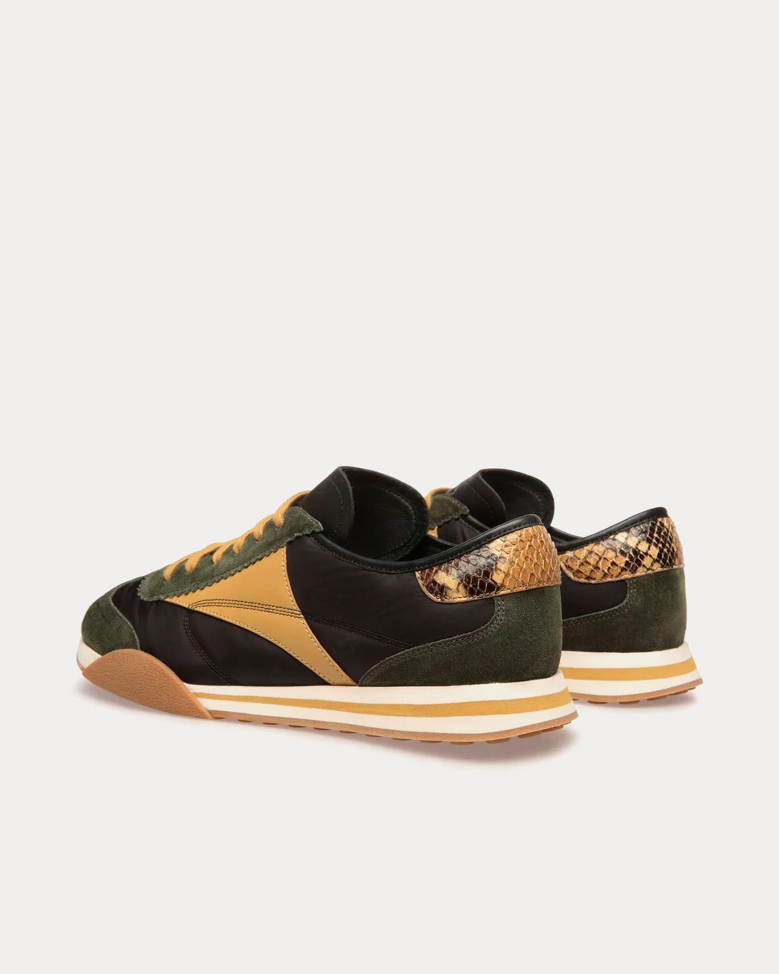 Bally Sussex Leather & Fabric Green / Black Low Top Sneakers - 3