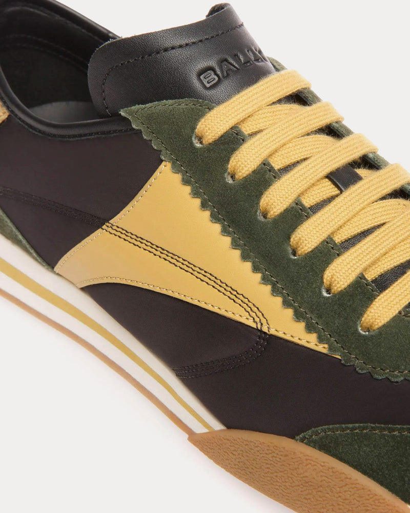 Bally Sussex Leather & Fabric Green / Black Low Top Sneakers - 4