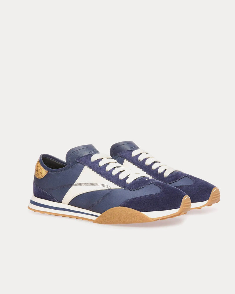 Bally Sussex Leather & Fabric Marine / Bone Low Top Sneakers - 2