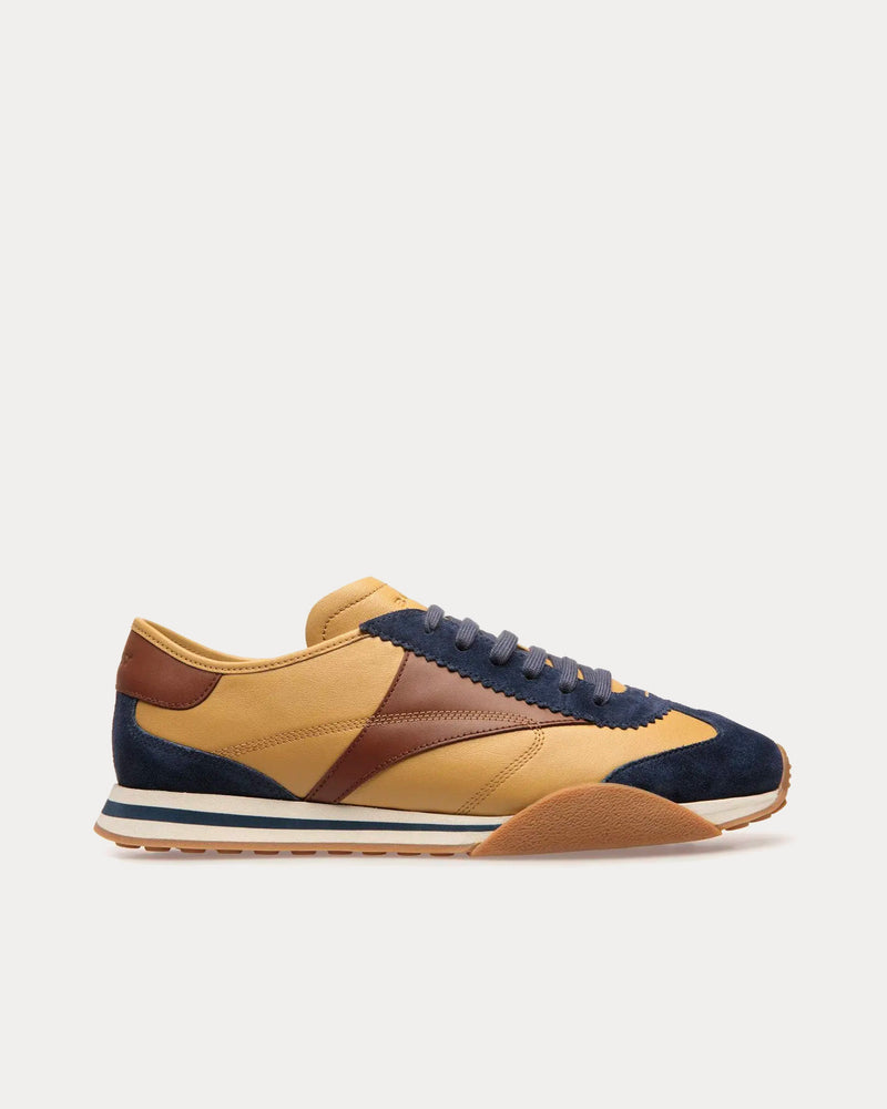 Bally Sussex Leather & Fabric Brown / Navy Low Top Sneakers - 1