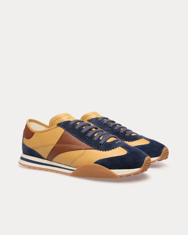 Bally Sussex Leather & Fabric Brown / Navy Low Top Sneakers - 2