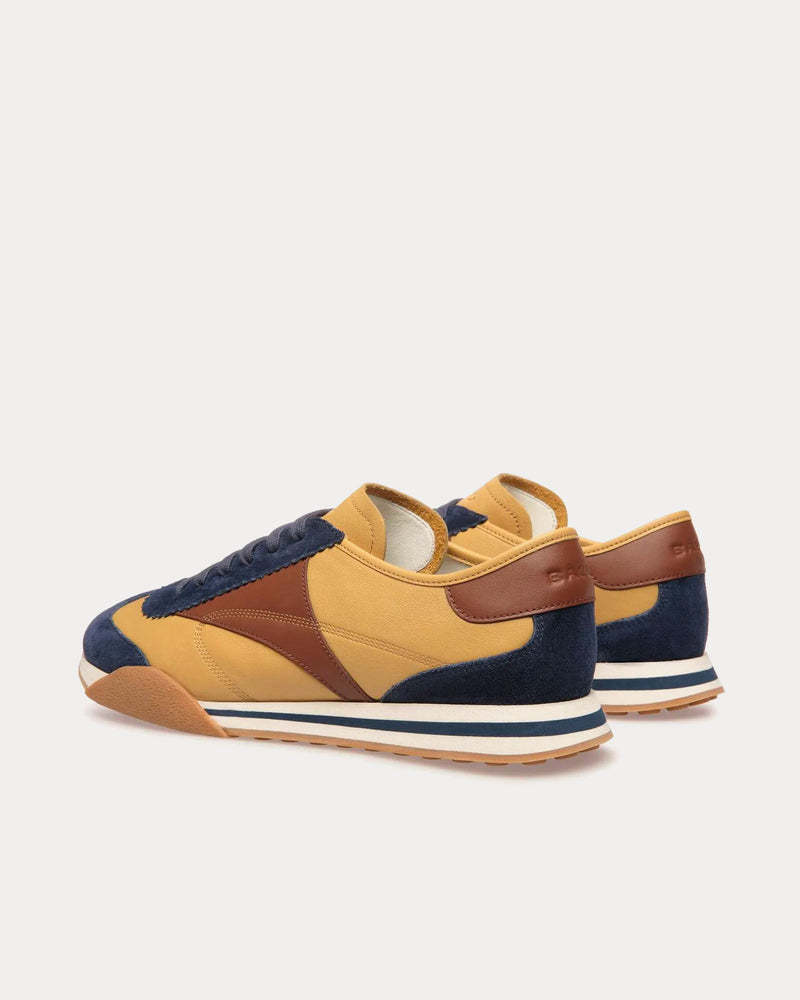 Bally Sussex Leather & Fabric Brown / Navy Low Top Sneakers - 3