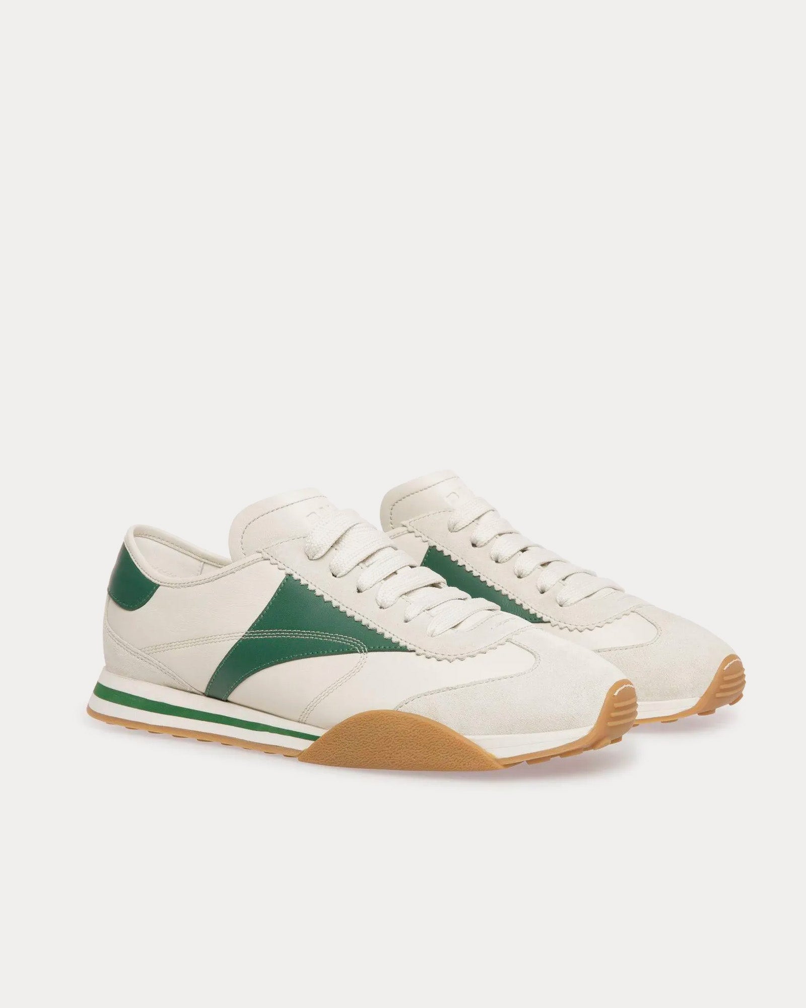 Bally Sussex Leather & Fabric White / Green Low Top Sneakers - 2