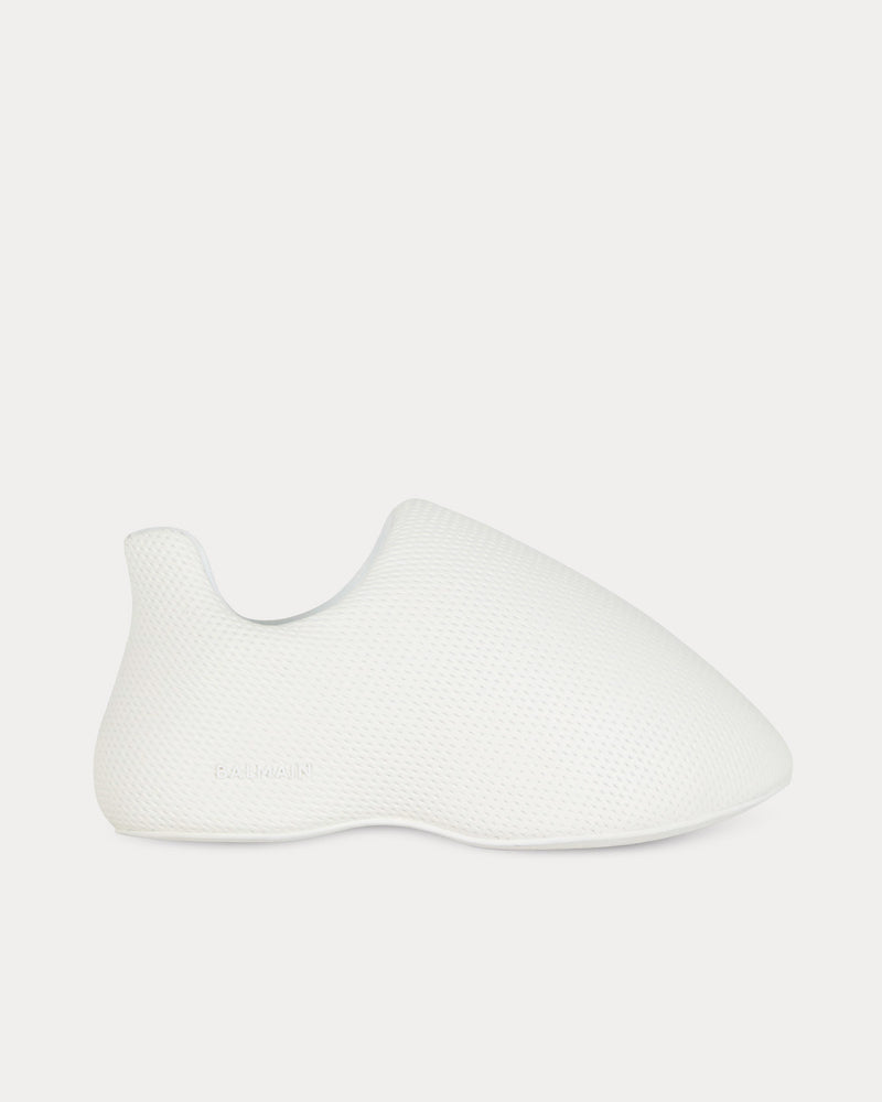 Balmain B-Cloud Embossed Leather White Slip On Sneakers - 1