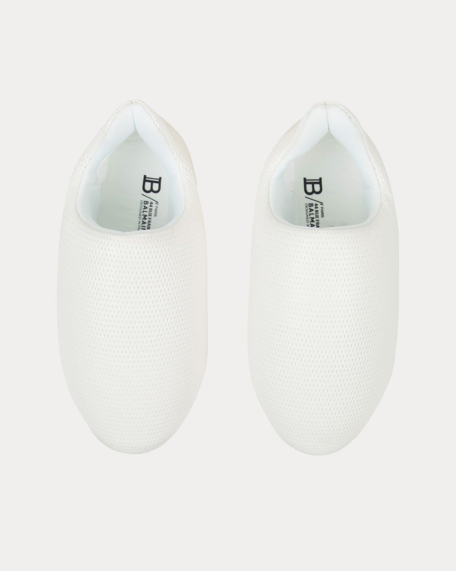 Balmain B-Cloud Embossed Leather White Slip On Sneakers - 4