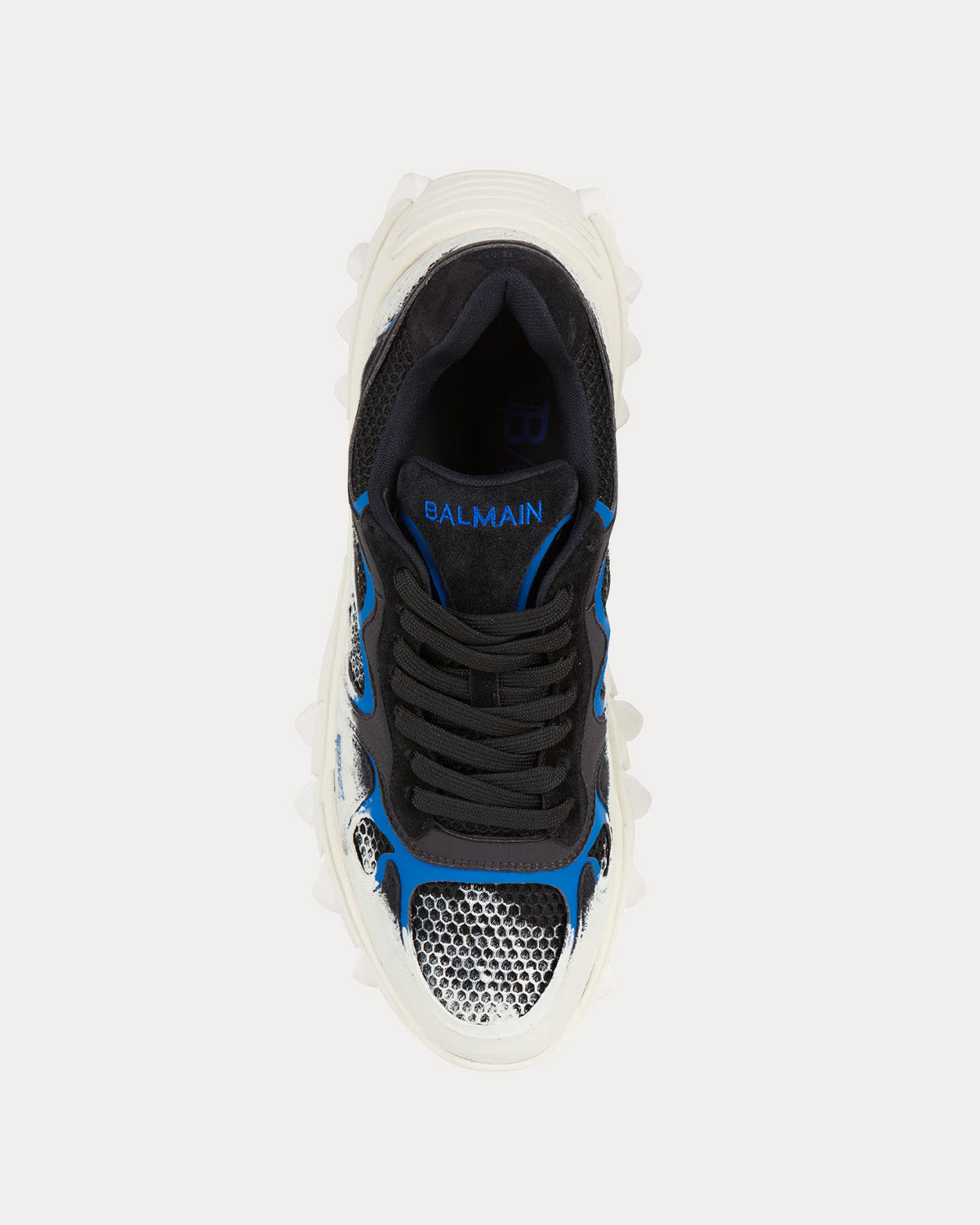 Balmain B-East Leather, Suede & Mesh Black / Blue / White Low Top Sneakers - 2