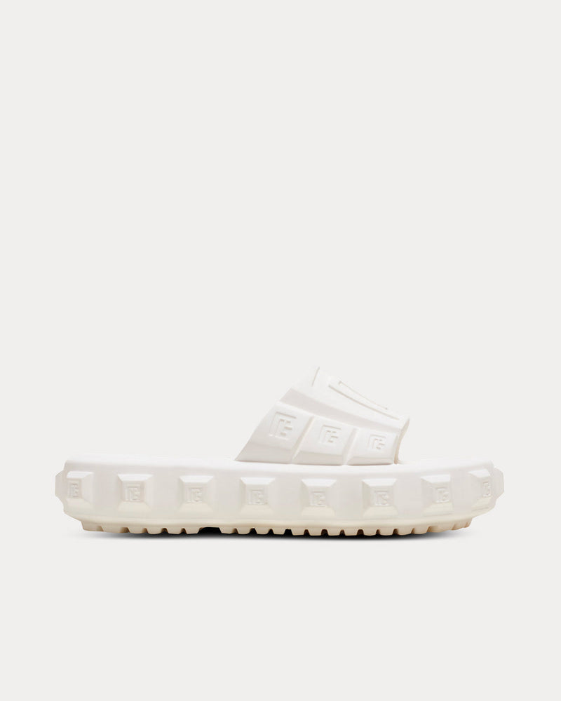 Balmain Ari Flat Mules White Slip Ons - 1