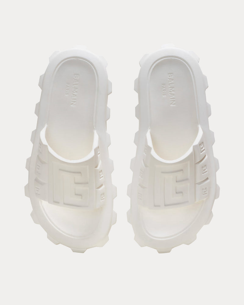 Balmain Ari Flat Mules White Slip Ons - 2