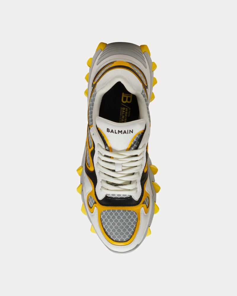 Balmain B-East Leather, Suede & Mesh Grey, Yellow, Black Low Top Sneakers - 2