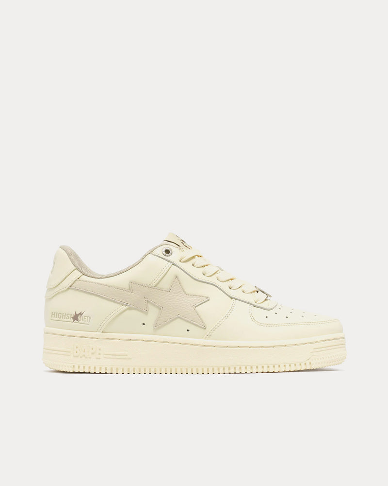 A Bathing APE x Highsnobiety Bape Sta Leather Ivory Low Top Sneakers - 1