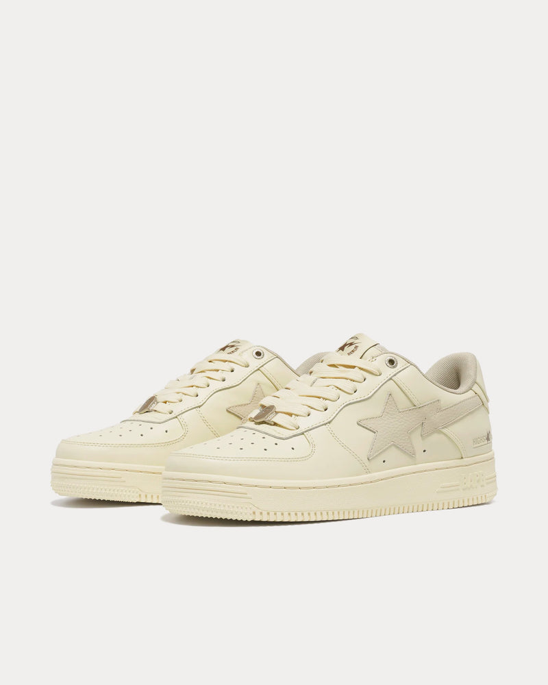 A Bathing APE x Highsnobiety Bape Sta Leather Ivory Low Top Sneakers - 2