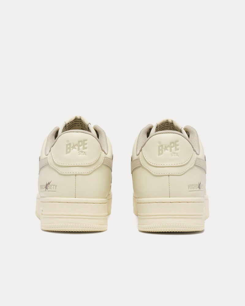 A Bathing APE x Highsnobiety Bape Sta Leather Ivory Low Top Sneakers - 3