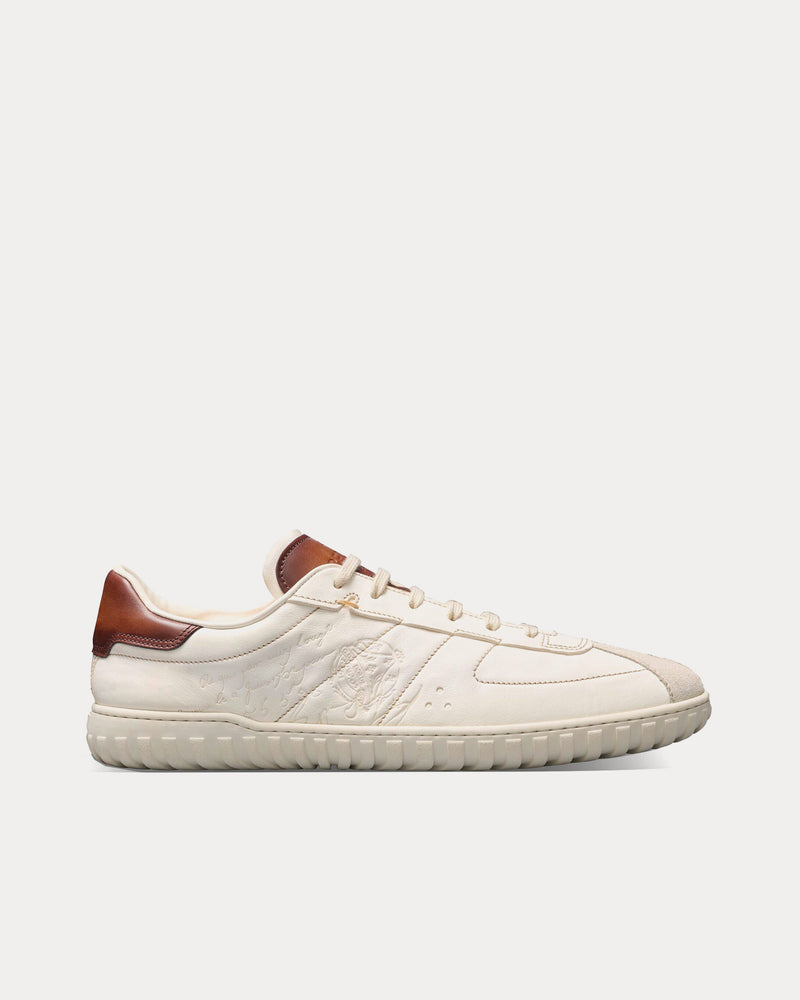 Berluti Scritto Leather & Suede White Low Top Sneakers - 1