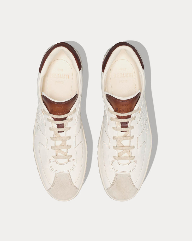 Berluti Scritto Leather & Suede White Low Top Sneakers - 2