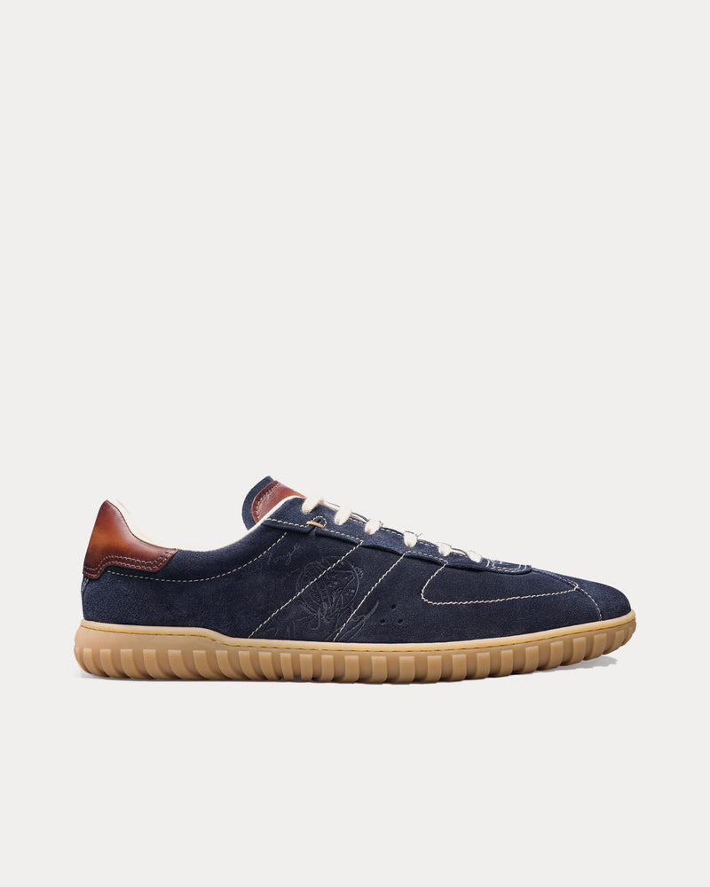 Berluti Scritto Suede Navy Low Top Sneakers - 1