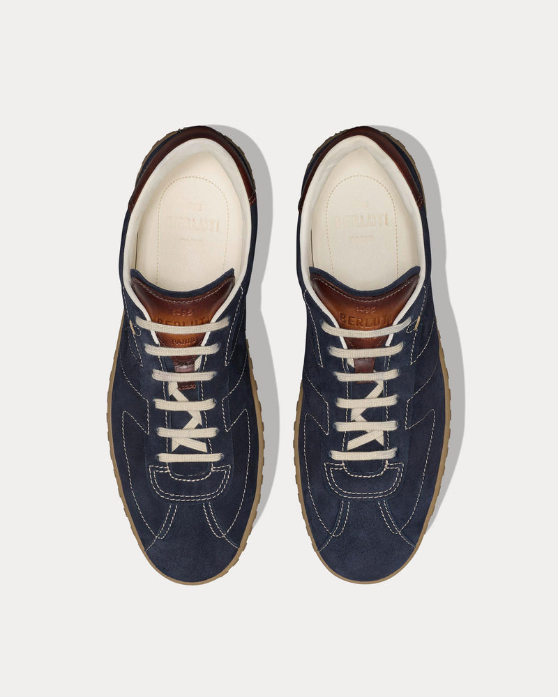 Berluti Scritto Suede Navy Low Top Sneakers - 2