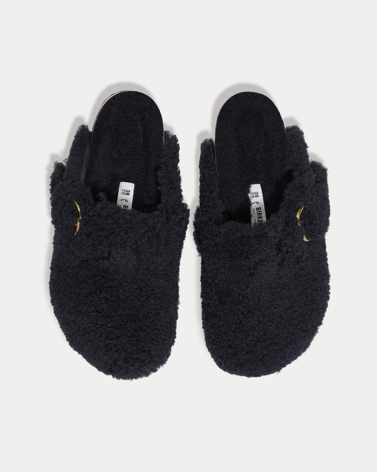 Birkenstock Boston Big Buckle Shearling Black Mules - 2