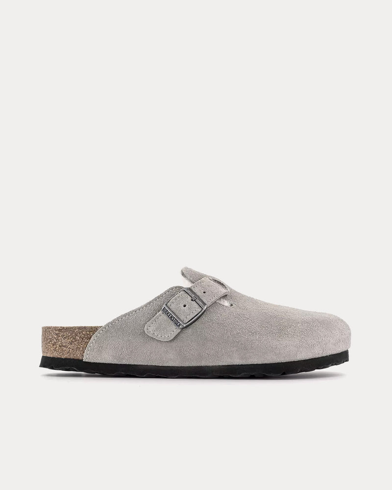 Birkenstock Boston Shearling Suede Stone Coin Clogs - 1