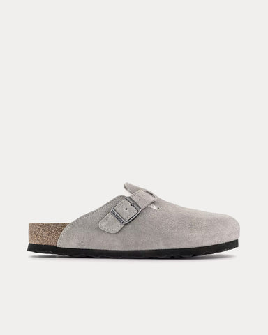 Birkenstock Boston Shearling Suede Stone Coin Clogs