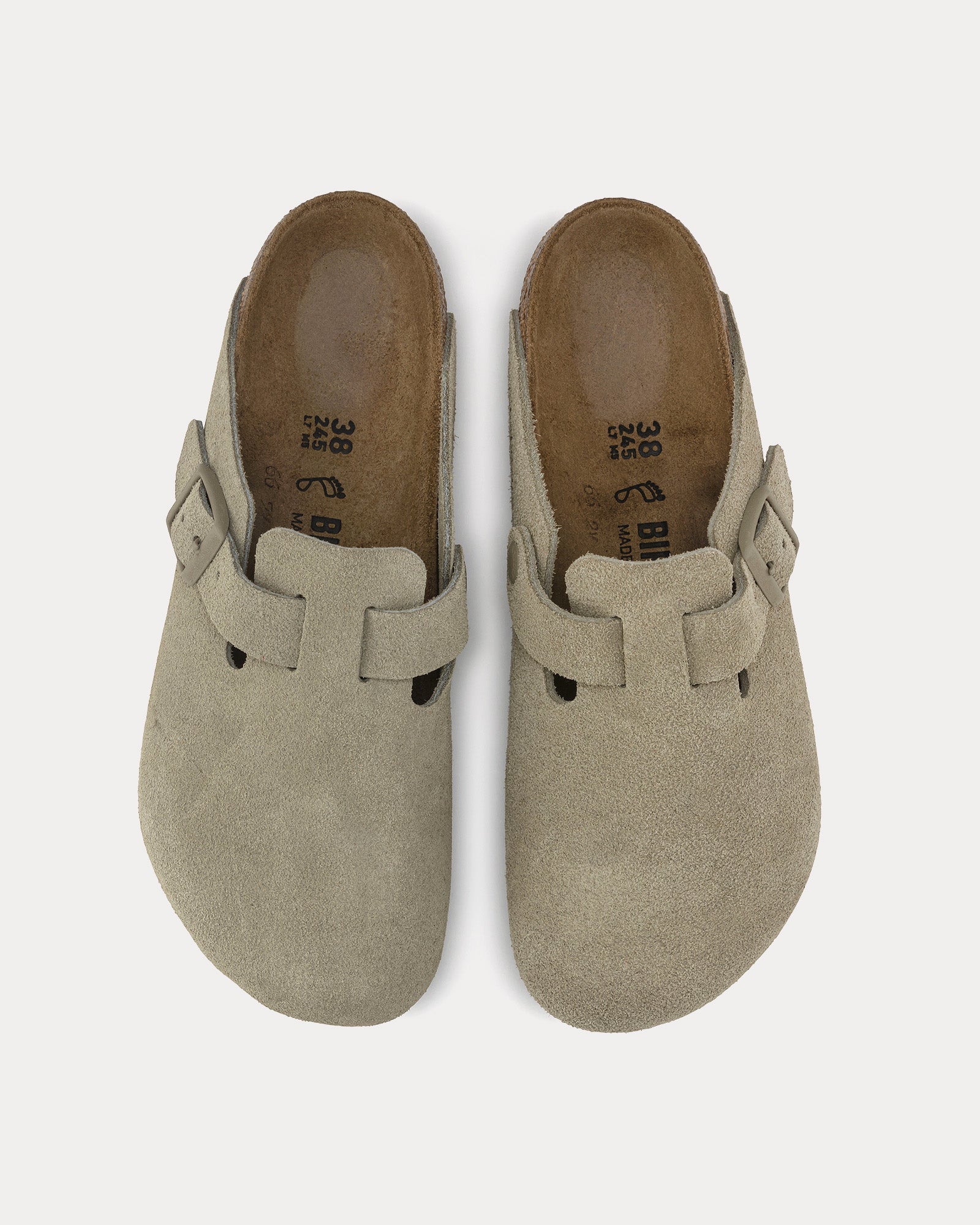 Birkenstock Boston Suede Leather Faded Khaki Clogs - 2