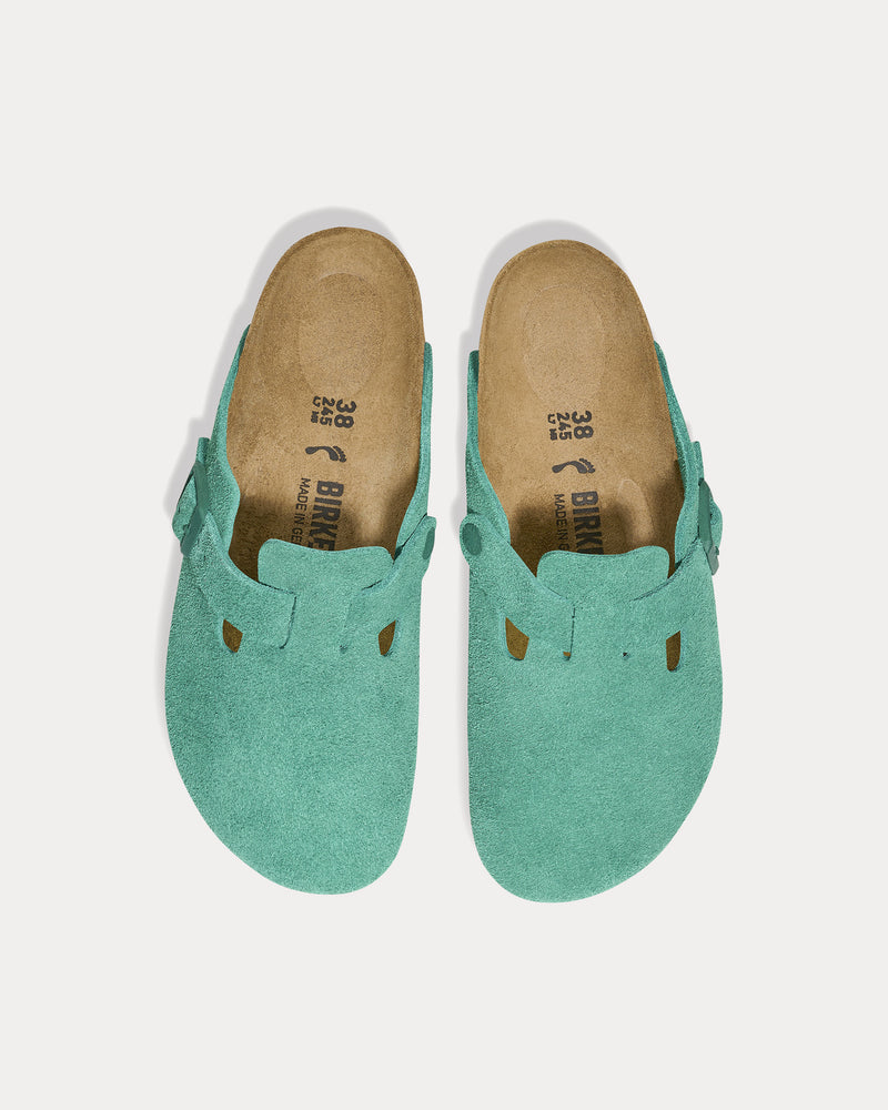 Birkenstock Boston Suede Leather Digital Green Clogs - 2