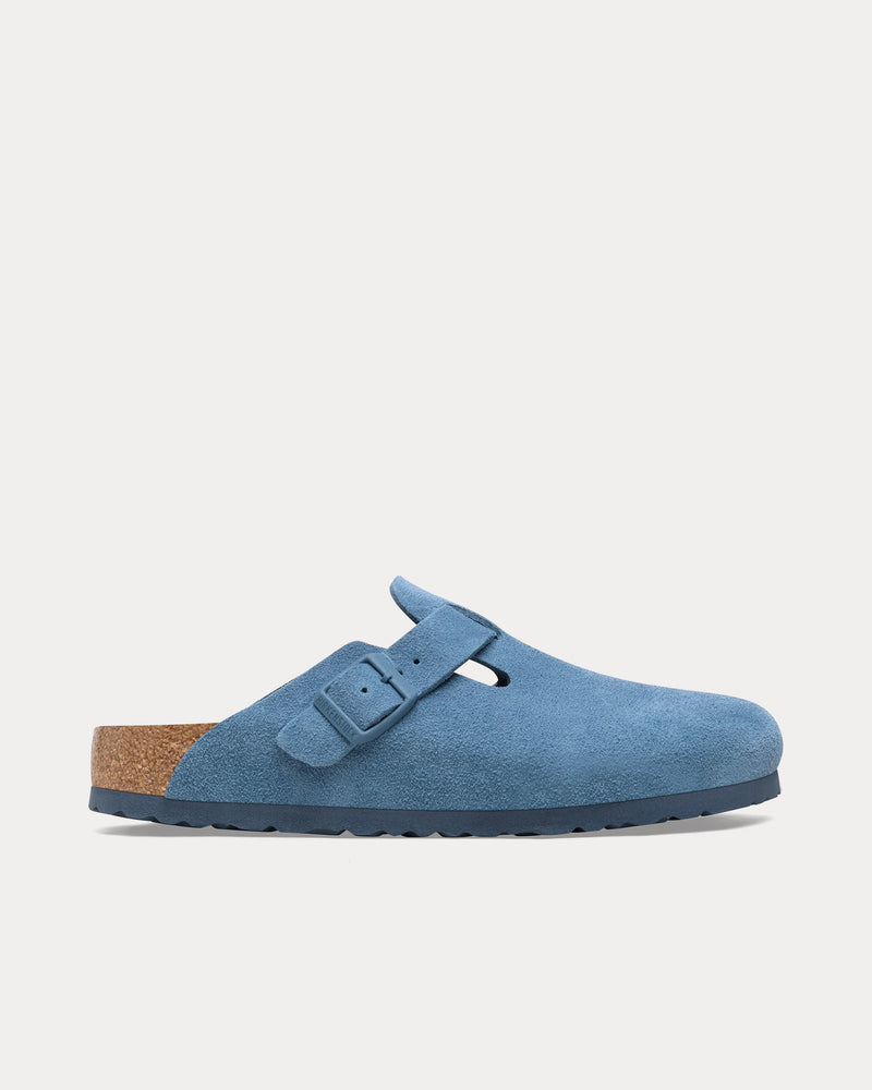 Birkenstock Boston Suede Leather Elemental Blue Clogs - 1