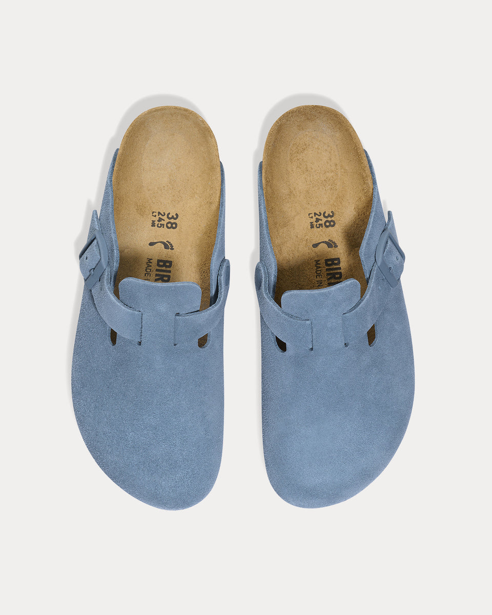 Birkenstock Boston Suede Leather Elemental Blue Clogs - Sneak in Peace