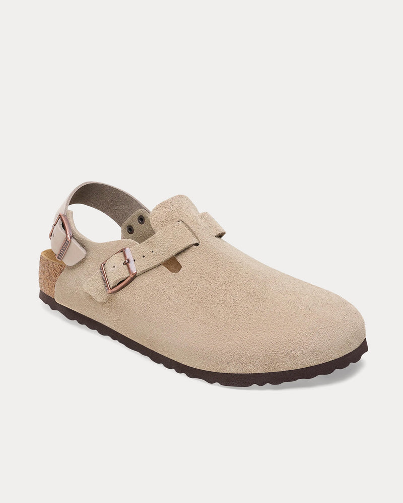 Birkenstock Tokio Suede Beige / Taupe Clogs - 3