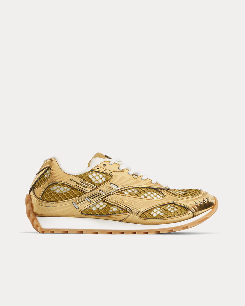 Bottega Veneta Orbit Lightweight Technical Fabric & Mesh Gold / White Low Top Sneakers - 1