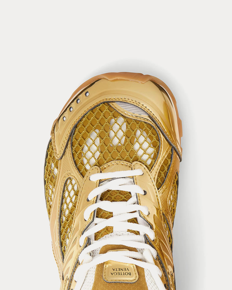 Bottega Veneta Orbit Lightweight Technical Fabric & Mesh Gold / White Low Top Sneakers - 4