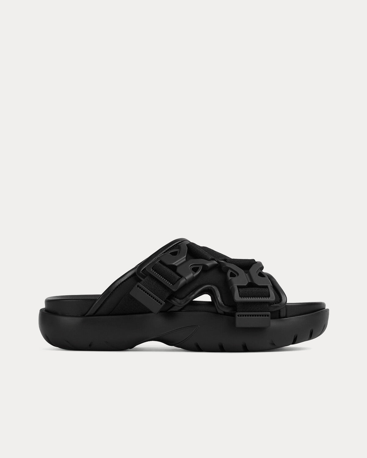 Bottega Veneta Snap Slide Black Sandals - 1