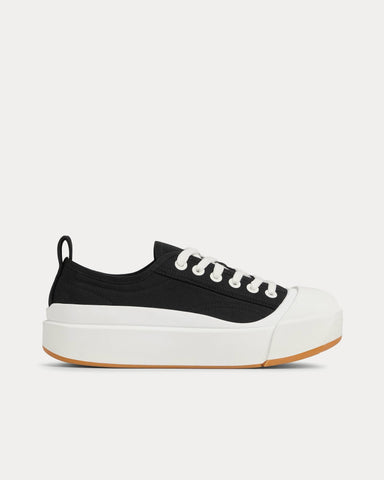 Bottega Veneta Vulcan Platform Canvas Black / White Low Top Sneakers