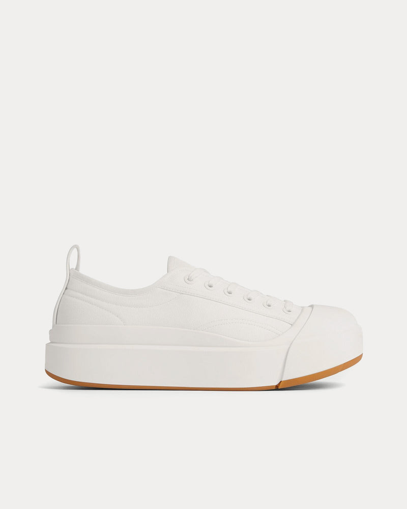 Bottega Veneta Vulcan Platform Canvas Optic White Low Top Sneakers - 1