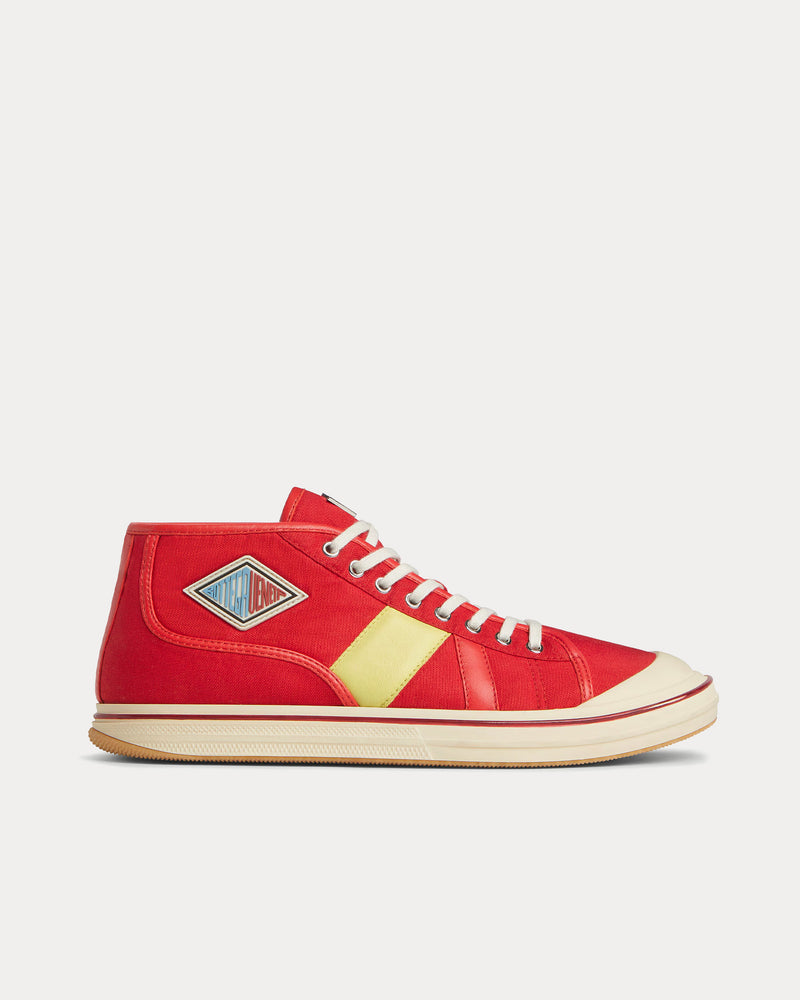 Bottega Veneta Eliot Canvas & Leather Scarlet / Tomato High Top Sneakers - 1