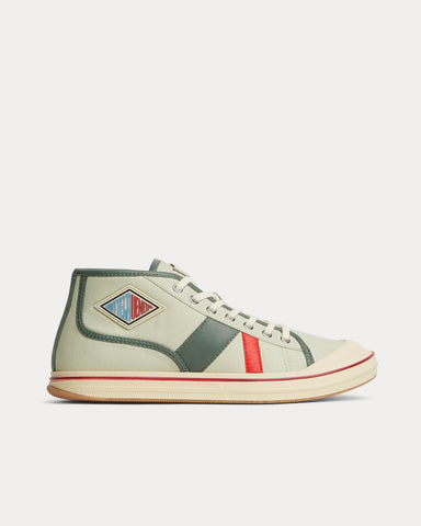 Bottega Veneta Eliot Canvas & Leather White Jade / Aloe High Top Sneakers