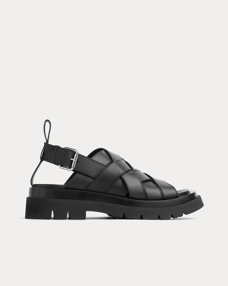 Bottega Veneta Lug Strap Black Sandals - 1