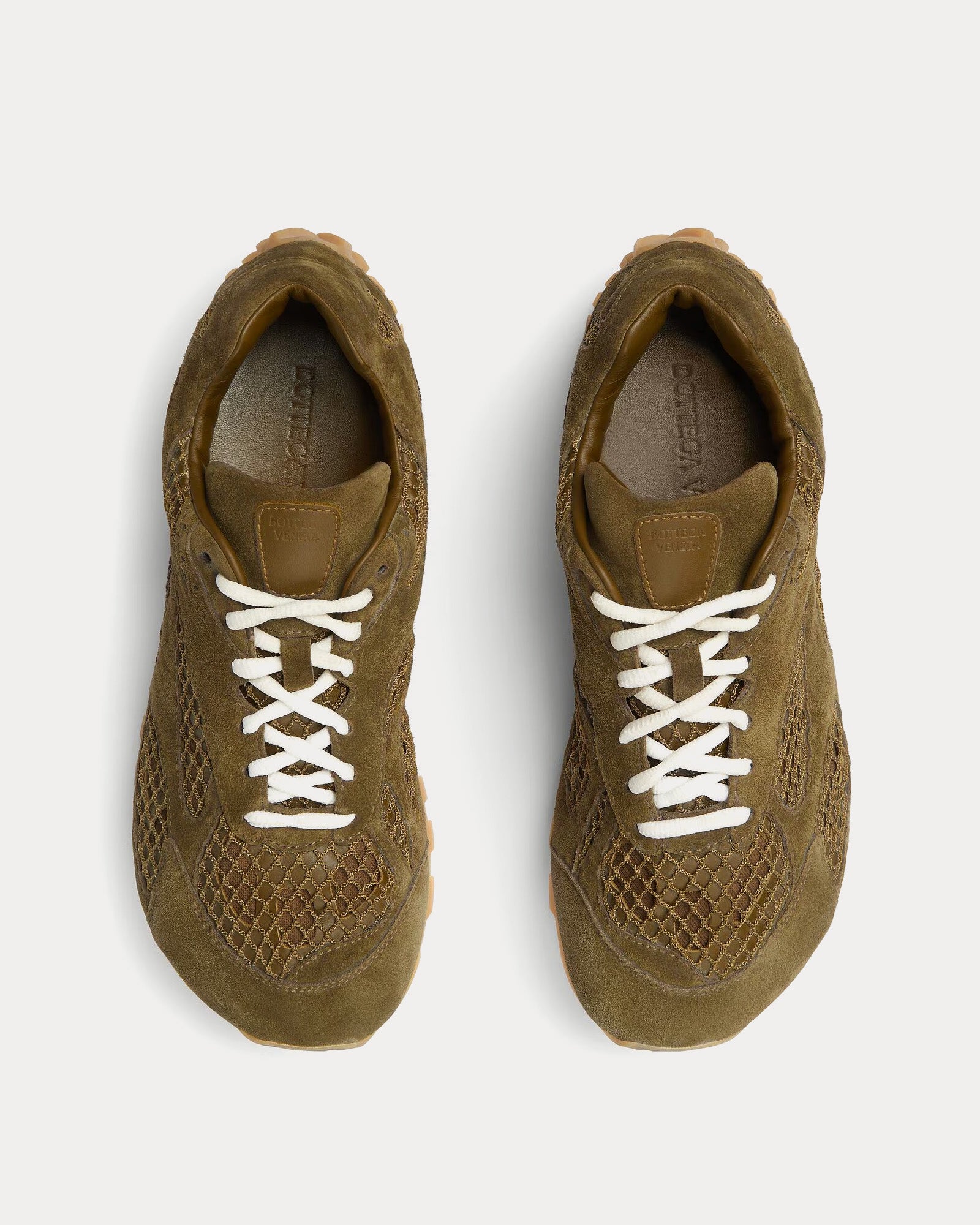 Bottega Veneta Orbit Suede & Mesh Olive Oil Low Top Sneakers - 2